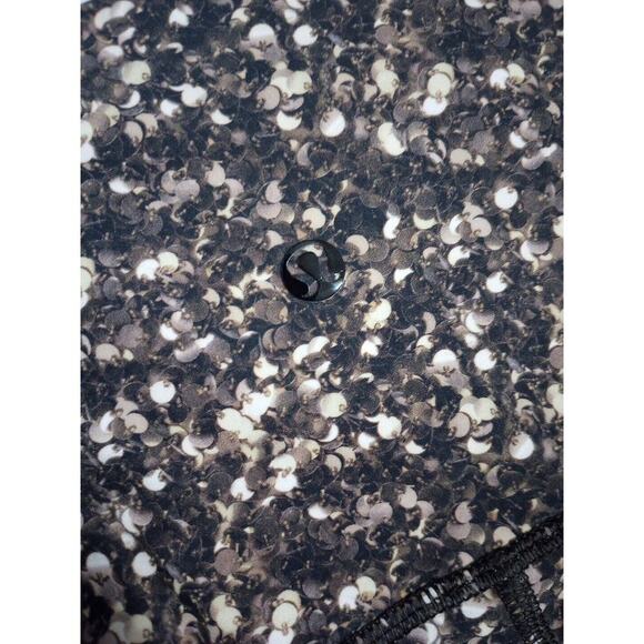 Lululemon Shine Tight Sequin Print Size 6 Stretch Skinny Roll Down Tights Clean - Picture 8 of 9